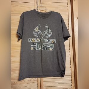 Real Tree Heathered brown T-Shirt Men's Size L Antlers Camo Hunt Fish